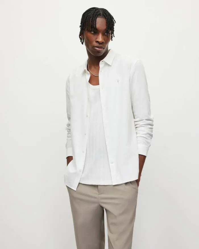 Lovell Slim Fit Ramskull Shirt White Men AllSaints Shirts