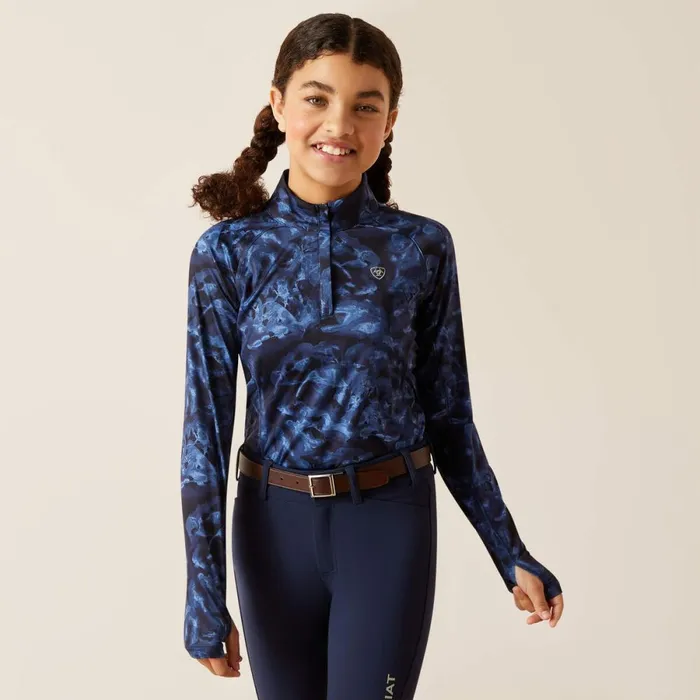 Lowell 20 14 Zip Baselayer Stormy Skies Kids Ariat English Riding Clothing