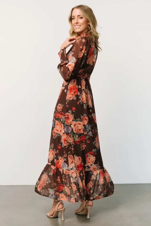 Luciana Maxi Dress Brown Floral Women Baltic Born Mother Of The Bride Luciana Maxi Dress Brown Floral Women Baltic Born Mother Of The Bride