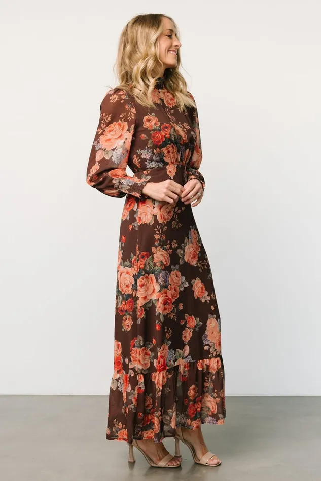 Luciana Maxi Dress Brown Floral Women Baltic Born Mother Of The Bride Luciana Maxi Dress Brown Floral Women Baltic Born Mother Of The Bride