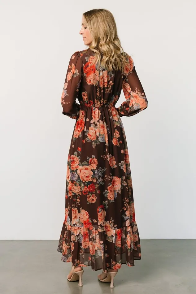 Luciana Maxi Dress Brown Floral Women Baltic Born Mother Of The Bride Luciana Maxi Dress Brown Floral Women Baltic Born Mother Of The Bride