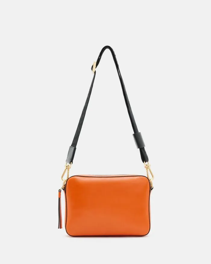 Lucile Leather Crossbody Bag Pyrole Orange Women AllSaints Handbags and Wallets