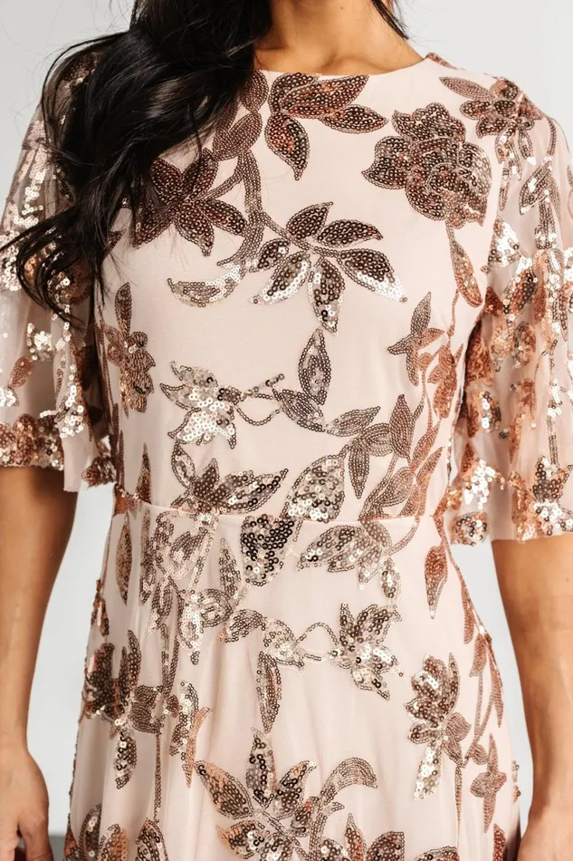 Lucy Sequin Dress Rose Gold Women Baltic Born Wedding Guest Lucy Sequin Dress Rose Gold Women Baltic Born Wedding Guest