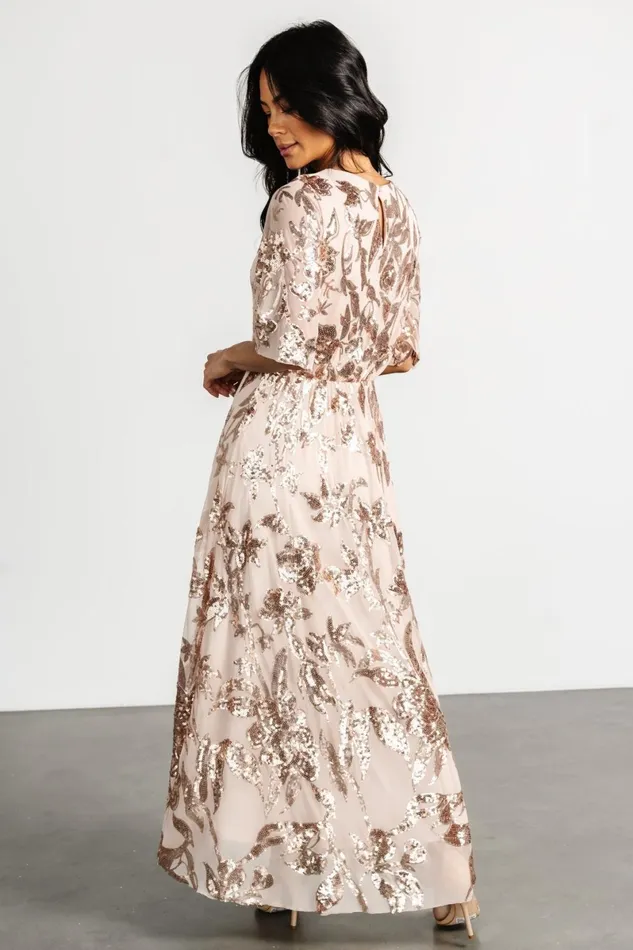 Lucy Sequin Dress Rose Gold Women Baltic Born Wedding Guest Lucy Sequin Dress Rose Gold Women Baltic Born Wedding Guest
