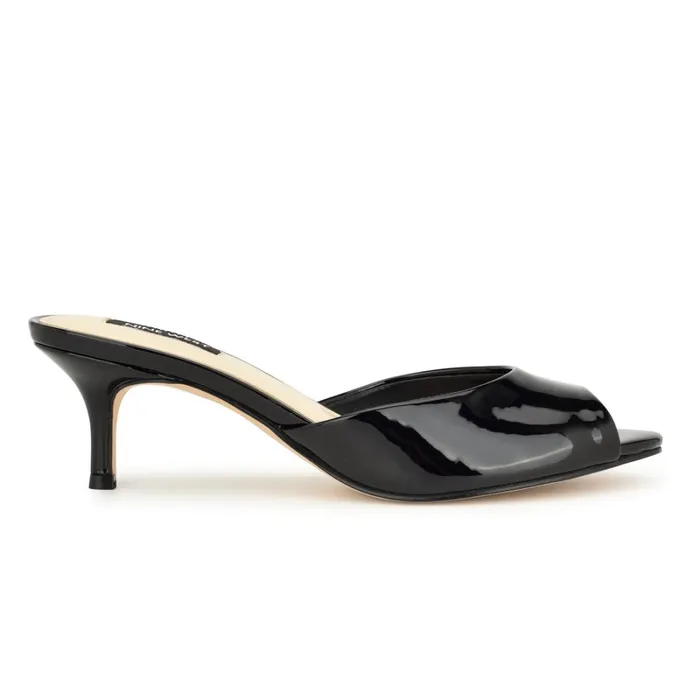 Luvlie Heeled Slide Sandals Black Patent Women Nine West Heeled