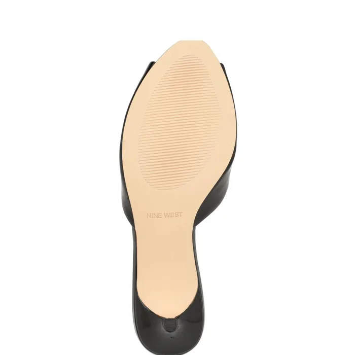 Luvlie Heeled Slide Sandals Black Patent Women Nine West Heeled Luvlie Heeled Slide Sandals Black Patent Women Nine West Heeled