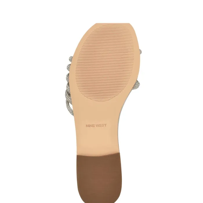 Luxury Flat Slide Sandals Silver Women Nine West Flats Luxury Flat Slide Sandals Silver Women Nine West Flats