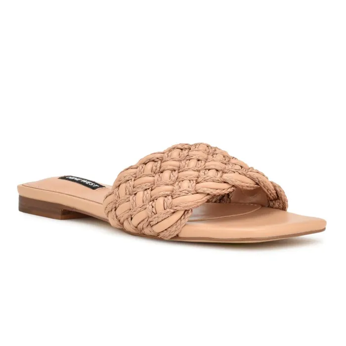 Maci Flat Slide Sandals Natural Women Nine West Sandals Maci Flat Slide Sandals Natural Women Nine West Sandals