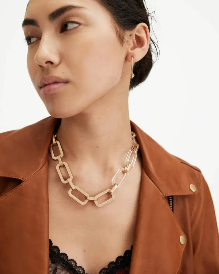 Madison Hexagon Link Necklace Warm Brasscrystal Women AllSaints Jewelry
