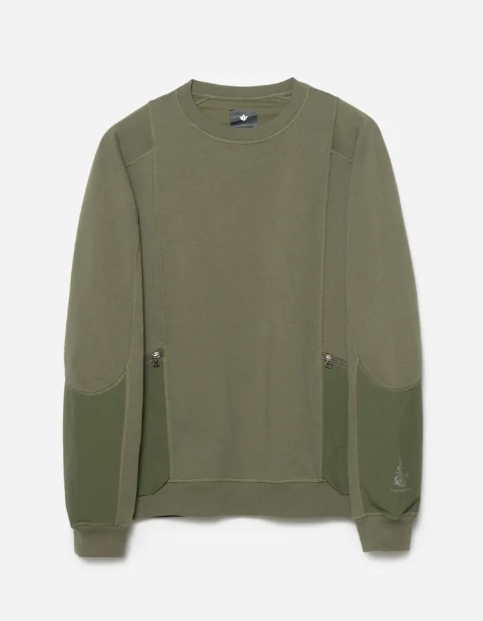 Maharishi Crew Sweats 5285 Articulated Tech Cargo Crew Sweat Olive OG107F 8211 Men
