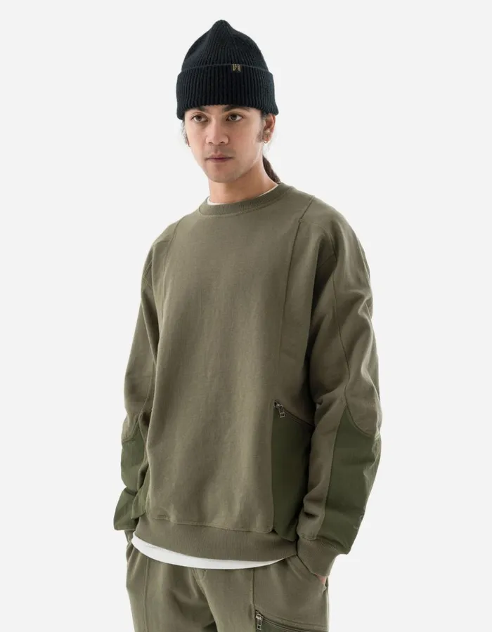 Maharishi Crew Sweats 5285 Articulated Tech Cargo Crew Sweat Olive OG107F 8211 Men