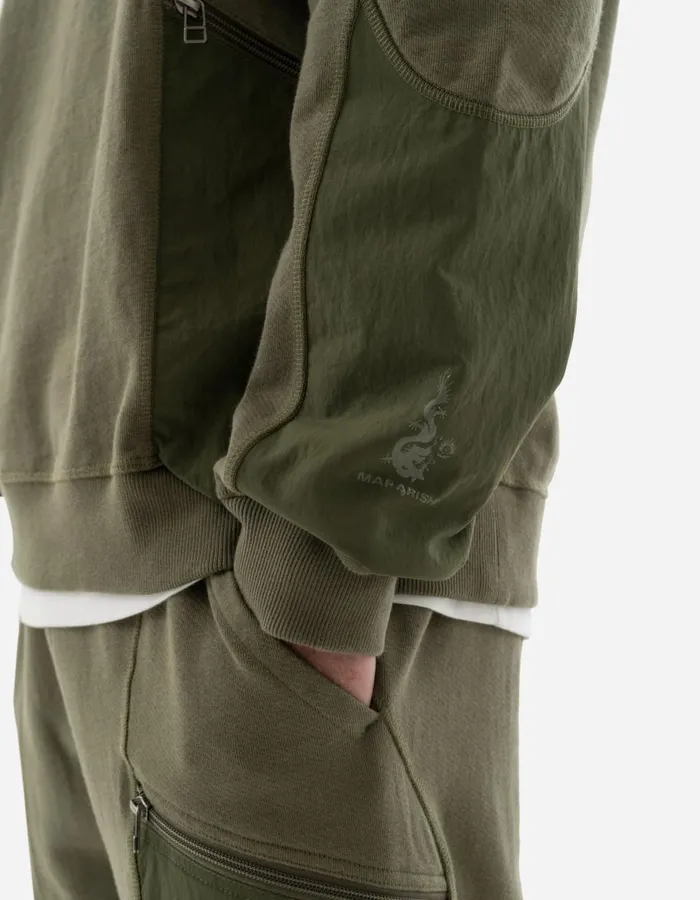 Maharishi Crew Sweats 5285 Articulated Tech Cargo Crew Sweat Olive OG107F 8211 Men