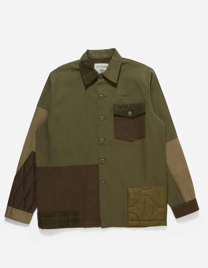 Maharishi Long Sleeve Shirts 4084 Upcycled Utility Overshirt Olive 8211 Men
