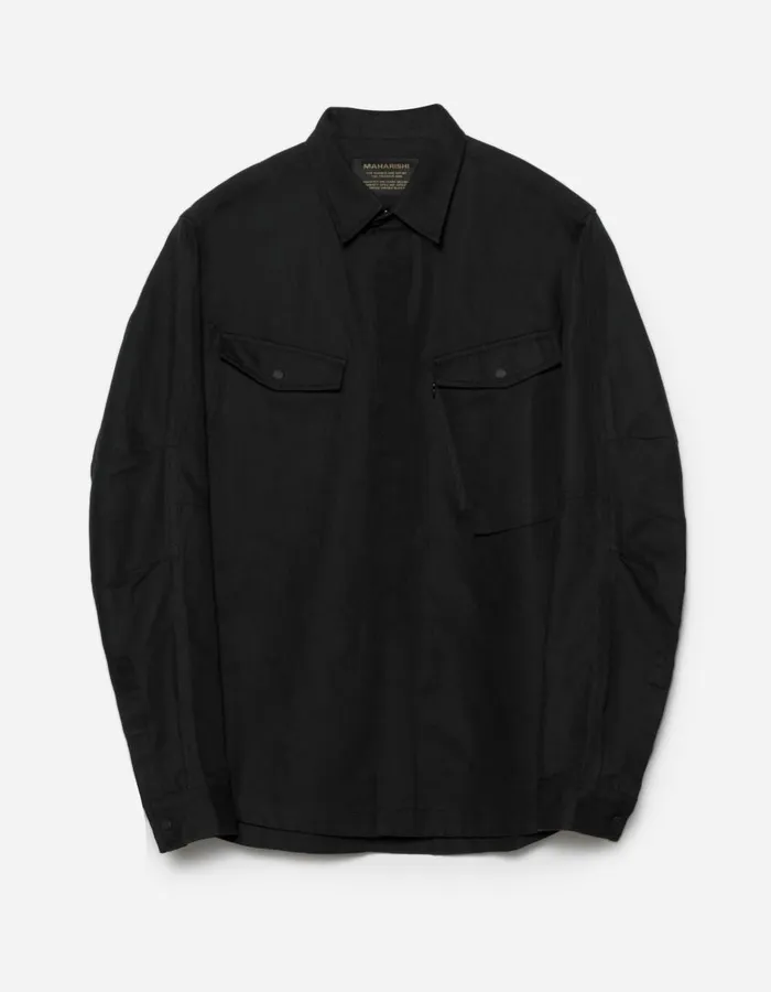 Maharishi Long Sleeve Shirts 7028 MILTYPE Organic Custom Shirt Black 8211 Men