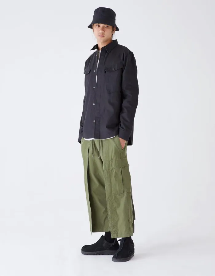 Maharishi Long Sleeve Shirts 7028 MILTYPE Organic Custom Shirt Black 8211 Men