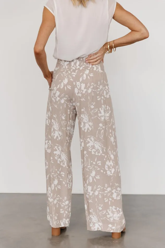 Malta Smocked Waist Pants Sand White Women Baltic Born Cover Ups Malta Smocked Waist Pants Sand White Women Baltic Born Cover Ups