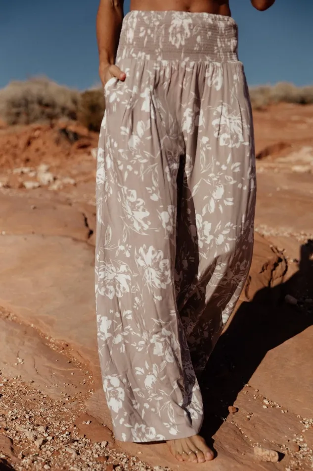 Malta Smocked Waist Pants Sand White Women Baltic Born Cover Ups Malta Smocked Waist Pants Sand White Women Baltic Born Cover Ups