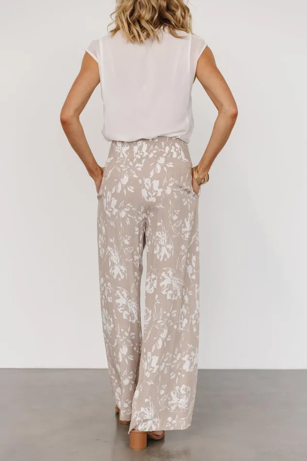 Malta Smocked Waist Pants Sand White Women Baltic Born Cover Ups Malta Smocked Waist Pants Sand White Women Baltic Born Cover Ups