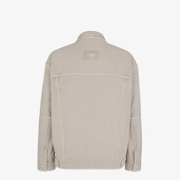 Man Beige Denim Jacket Beige Fendi Coats and Outerwear