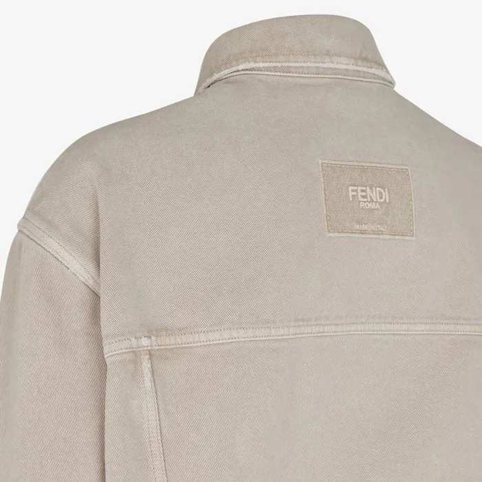 Man Beige Denim Jacket Beige Fendi Coats and Outerwear
