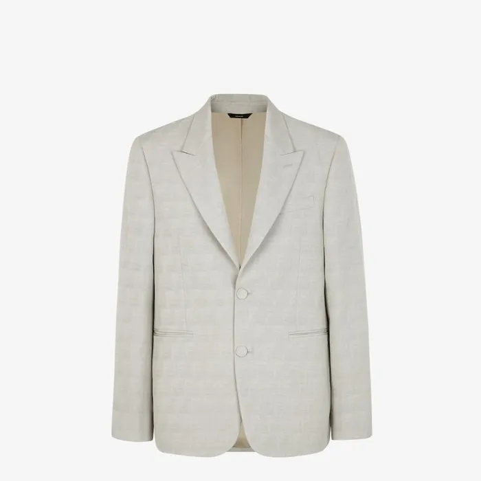 Man Beige Jacquard Fabric Jacket Beige Fendi Jackets and Suits