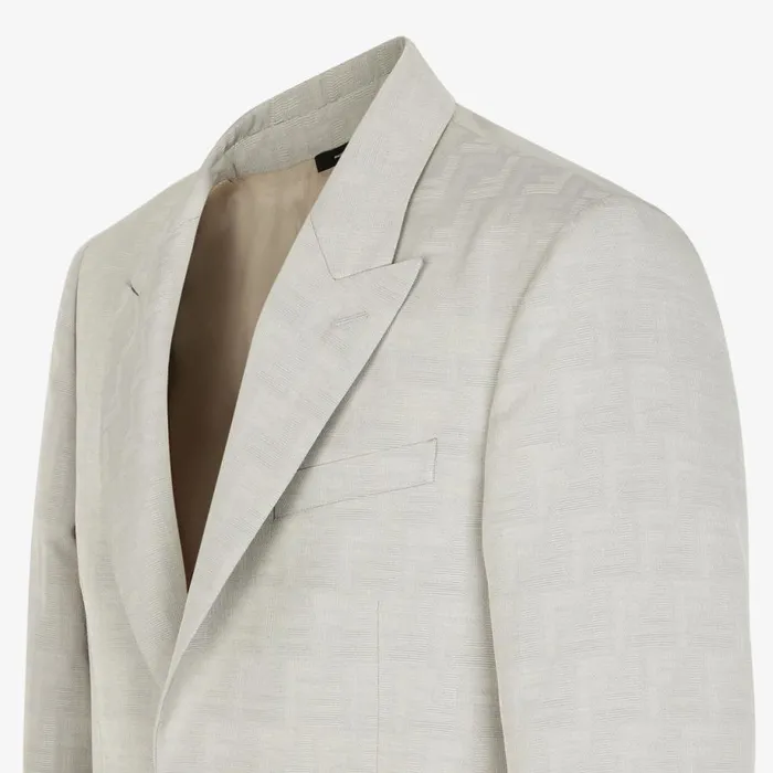 Man Beige Jacquard Fabric Jacket Beige Fendi Jackets and Suits