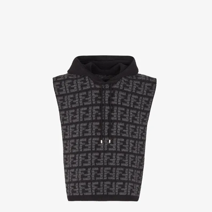 Man Black Cashmere Bib Black Fendi Scarves