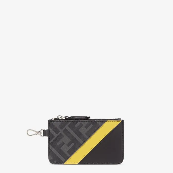Man Black Fabric Card Holder Black Fendi Card Holders