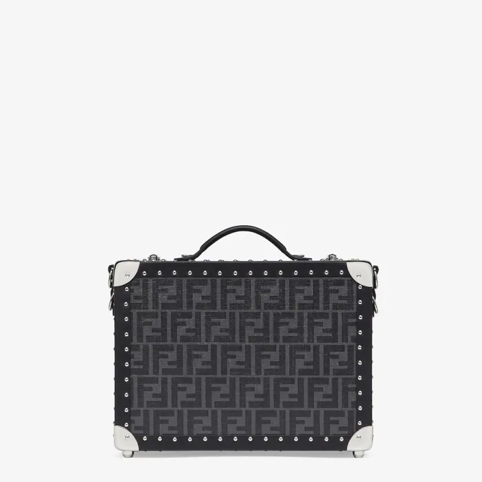 Man Black Fabric Suitcase Black Fendi Travel Bags
