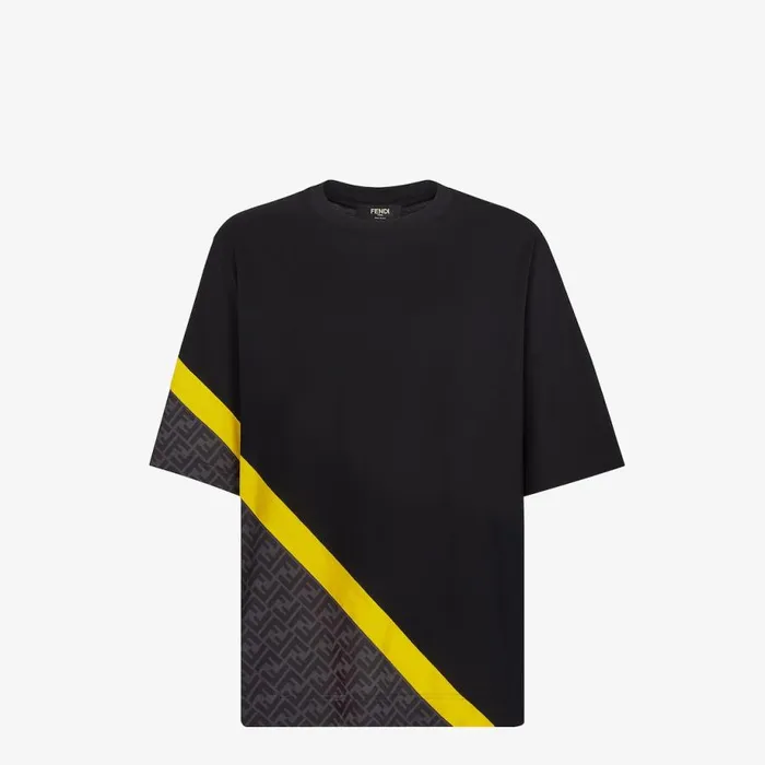 Man Black Jersey TShirt Black Fendi Coordinated Sets