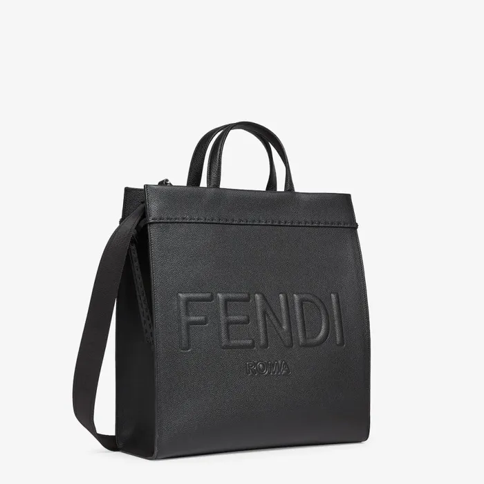 Man Black Leather Bag Black Fendi Tote Bags