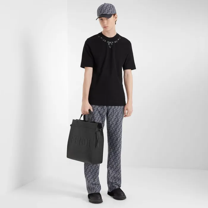 Man Black Leather Bag Black Fendi Tote Bags