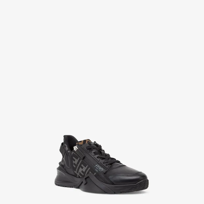 Man Black Leather LowTops Black Fendi Fendi Flow