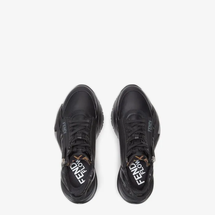 Man Black Leather LowTops Black Fendi Fendi Flow