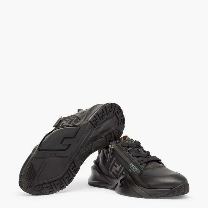 Man Black Leather LowTops Black Fendi Fendi Flow