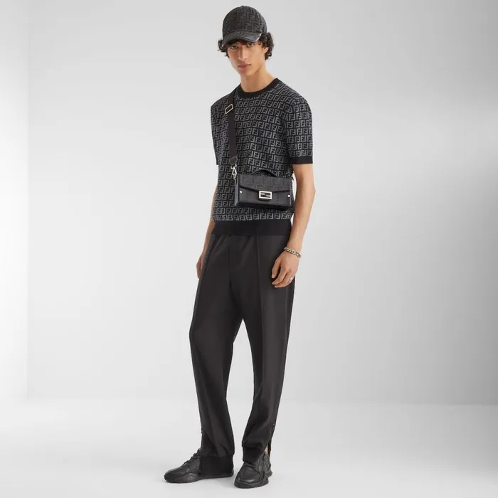 Man Black Leather LowTops Black Fendi Fendi Flow