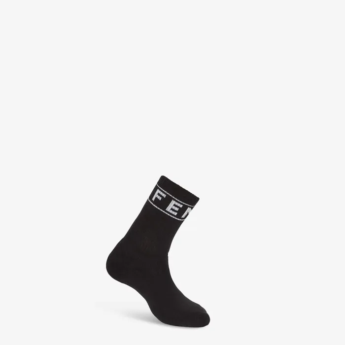Man Black Terry Socks Black Fendi Socks