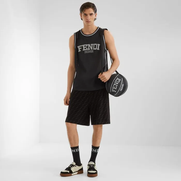 Man Black Terry Socks Black Fendi Socks
