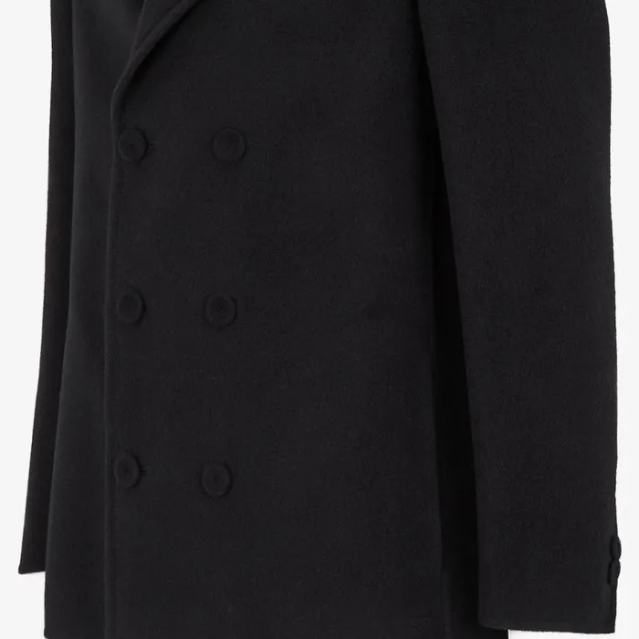 Man Black Wool Peacoat Black Fendi Coats and Outerwear