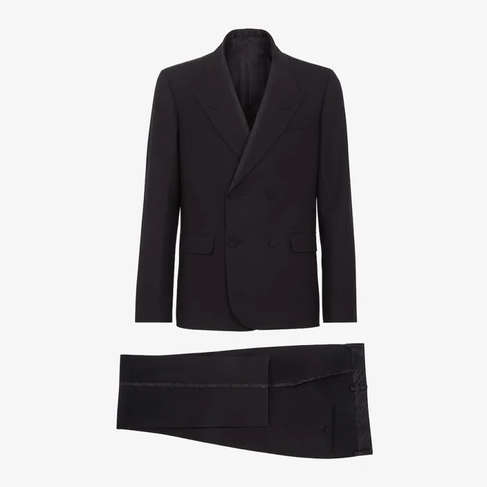 Man Black Wool Suit Black Fendi Jackets and Suits