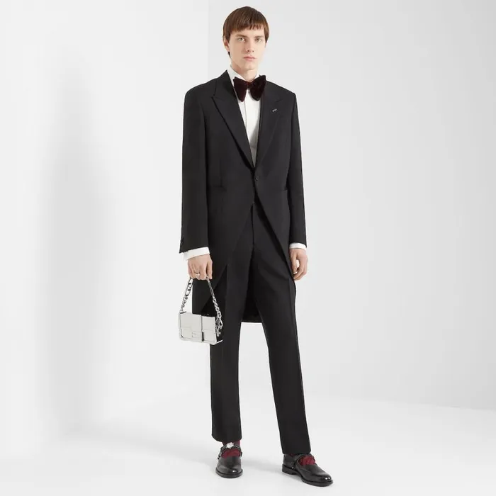 Man Black Wool Suit Black Fendi Jackets and Suits