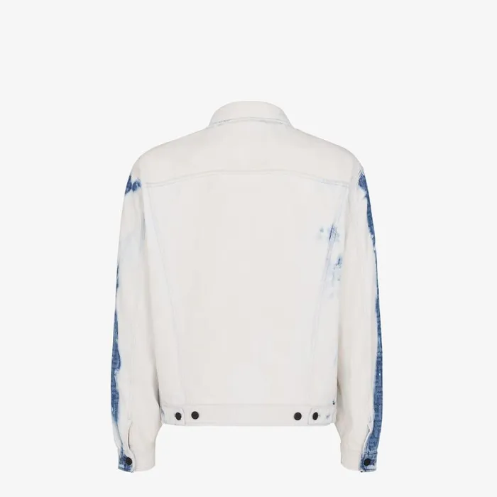 Man Bleached Blue Denim Jacket Blue Fendi Coats and Outerwear