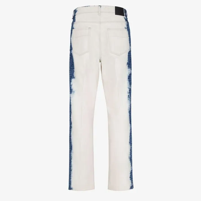 Man Bleached Blue Denim Jeans Blue Fendi Coordinated Sets