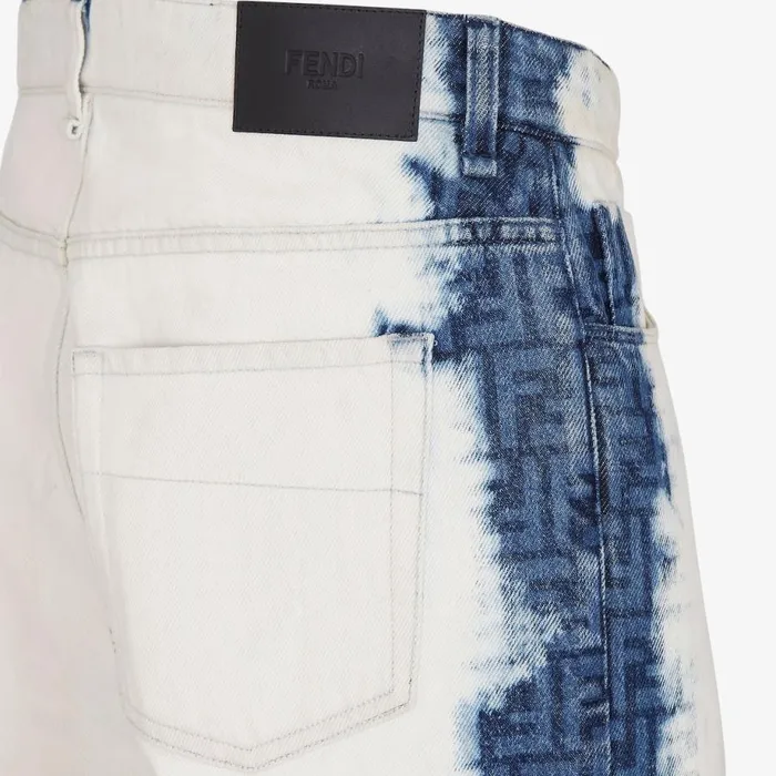 Man Bleached Blue Denim Jeans Blue Fendi Coordinated Sets