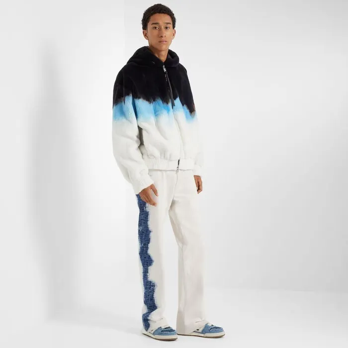 Man Bleached Blue Denim Jeans Blue Fendi Coordinated Sets