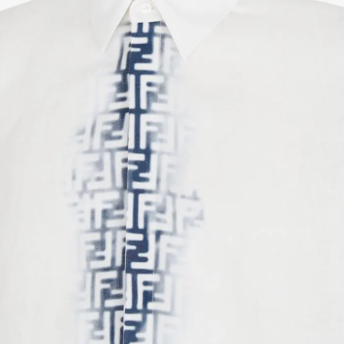 Man Blue Bleached Linen Shirt Blue Fendi Coordinated Sets
