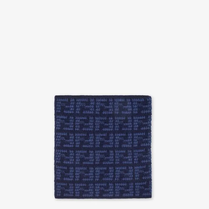 Man Blue Cashmere Collar Blue Fendi Scarves