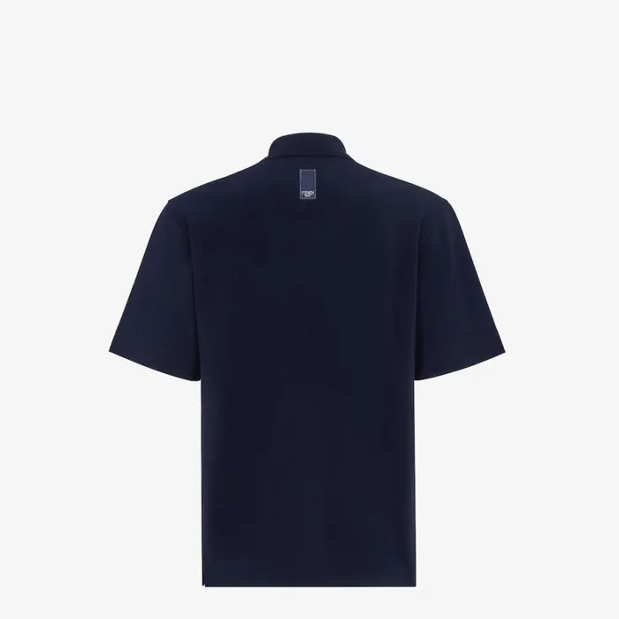 Man Blue Cotton Polo Shirt Blue Fendi Tshirts and Polos