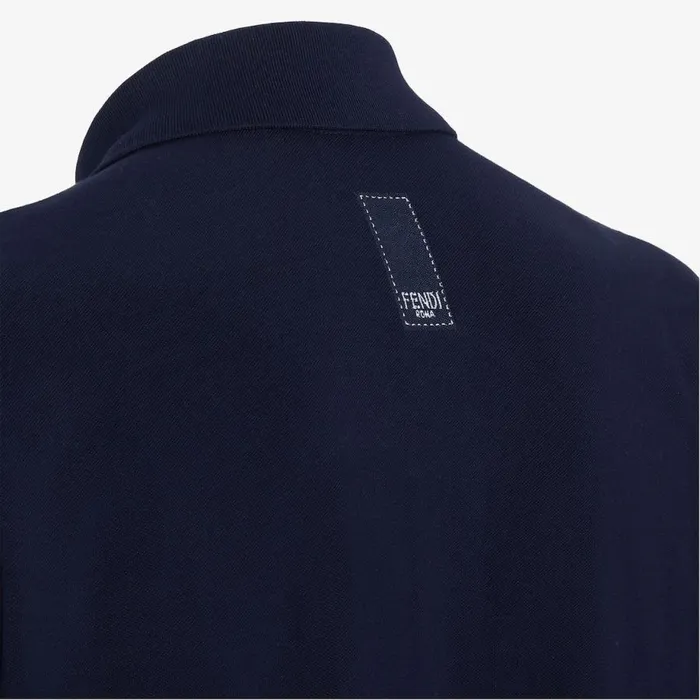 Man Blue Cotton Polo Shirt Blue Fendi Tshirts and Polos