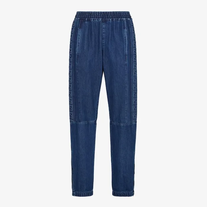 Man Blue Denim Trousers Blue Fendi Coordinated Sets